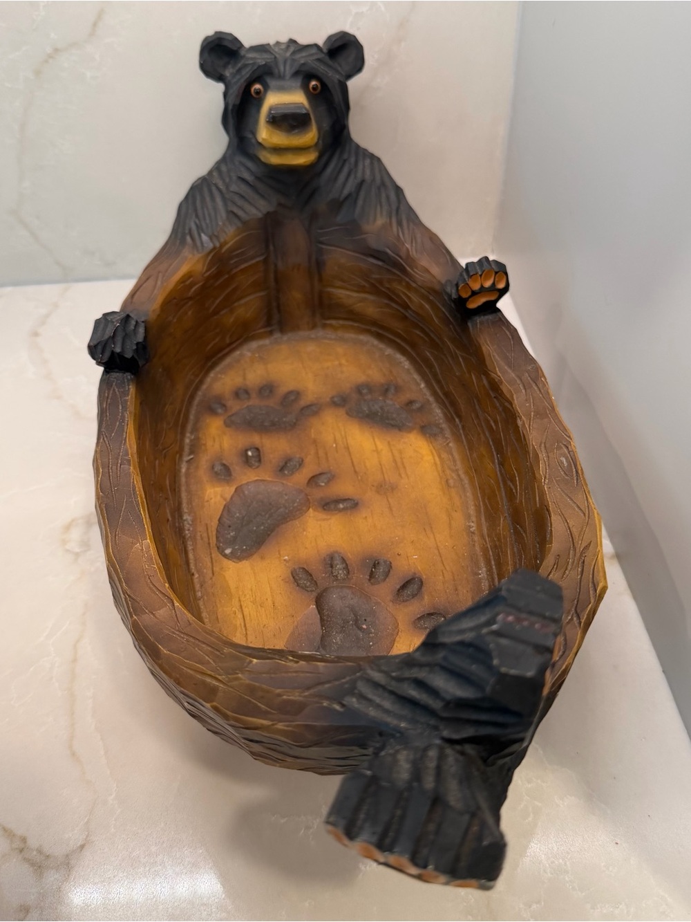 Decorative Bear  Dish - Brown & Black